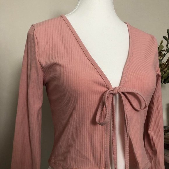 Shein Pink Front-Tie Cardigan - Picture 3 of 8